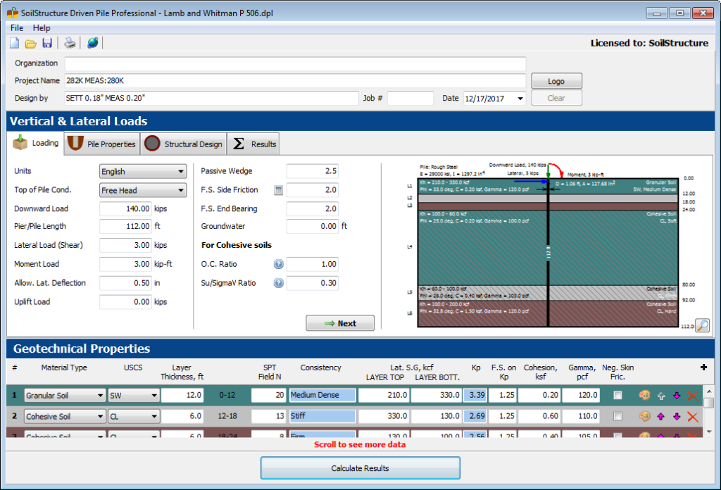 Driven Pile Professional Software - SoilStructure Software