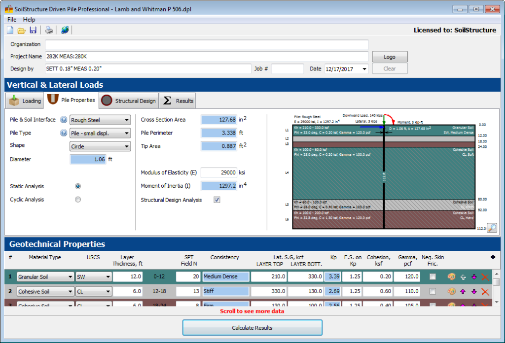Driven Pile Professional Software - SoilStructure Software