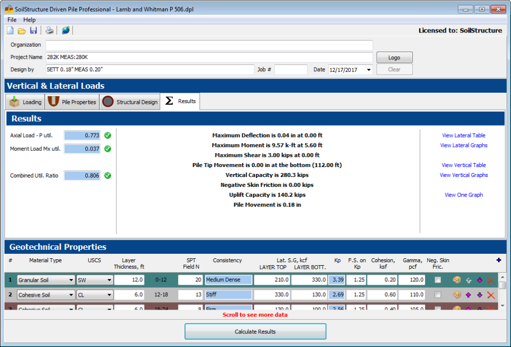 Driven Pile Professional Software - SoilStructure Software