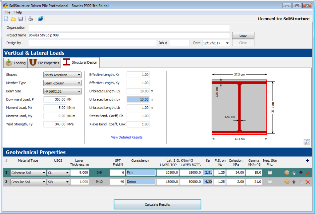 Driven Pile Professional Software - SoilStructure Software