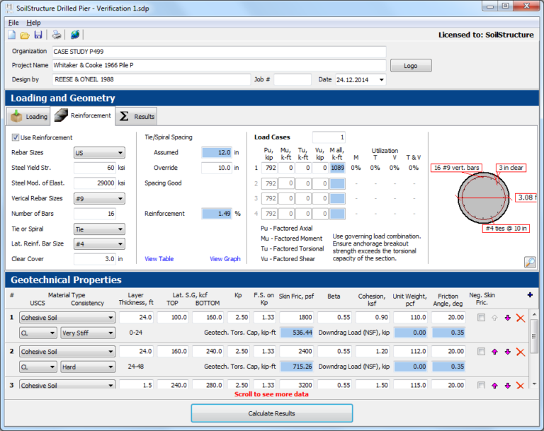 Drilled Pier Screen 2 - SoilStructure Software